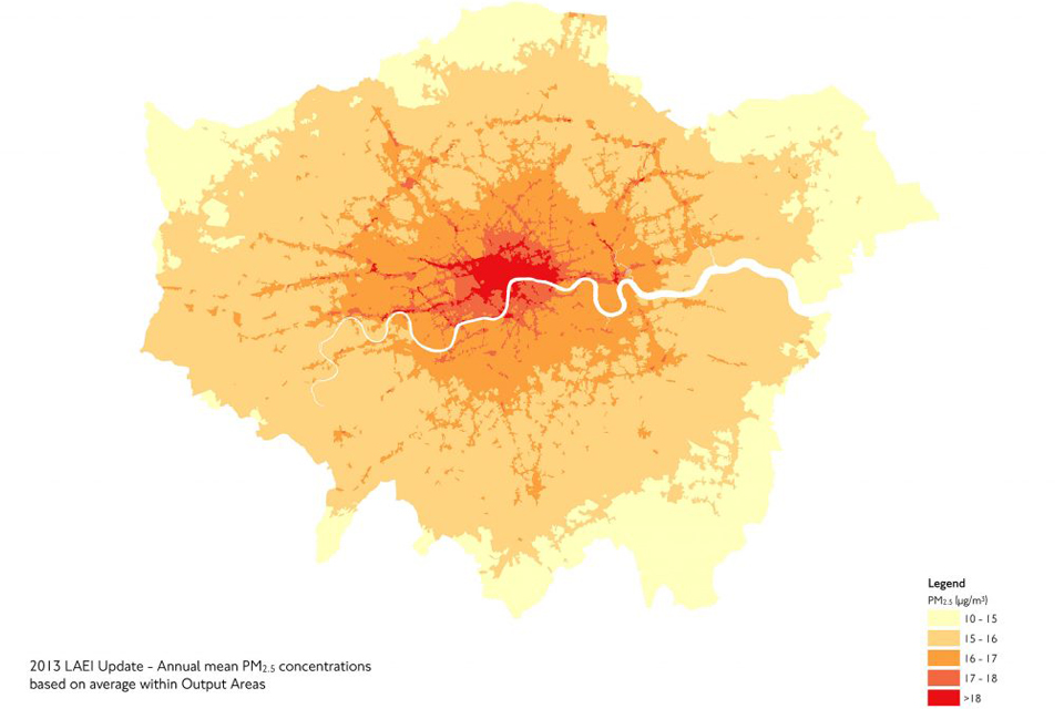 A map of London's PM2.5 levels
